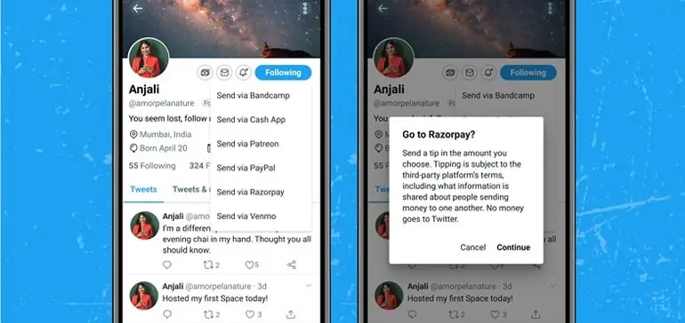Twitter Adds Indian Payment Provider Razorpay to Tip Jar Options