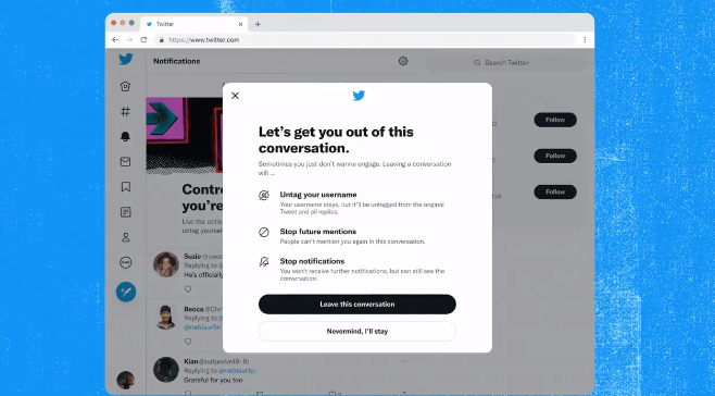 Twitter Launches Initial Test of New 'Unmention' Option, Enabling Users to Remove Themselves from Chats